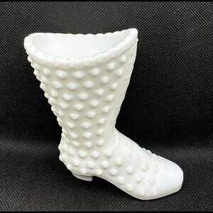 Vintage Fenton Milk Glass Hobnail Boot #3992